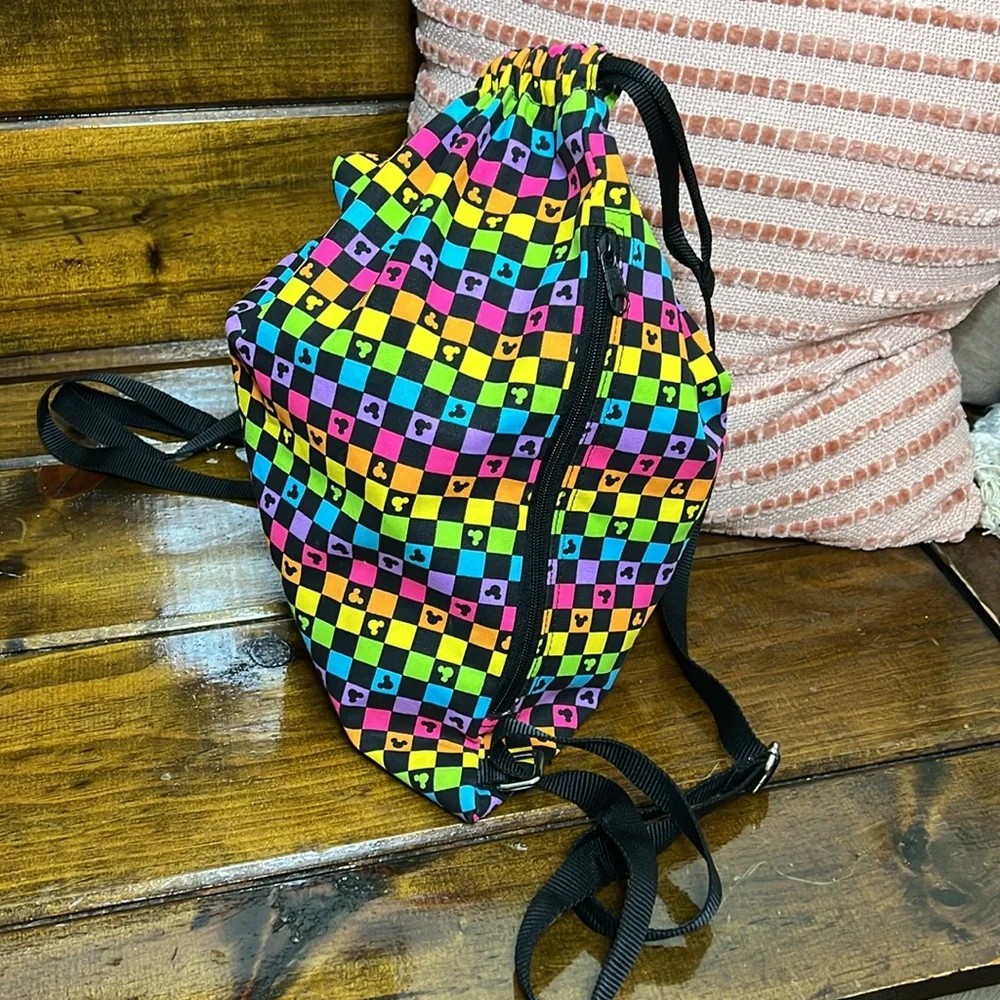 Disney Parks‎ Rainbow Drawstring Mickey Mouse Backpack- OS